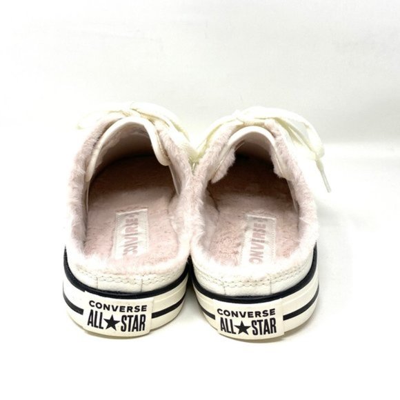 💖MEGA SALE💖Converse Womens 569547C CTAS DAINTY Mule Slip Egret Faux Fur Sand - Picture 4 of 10